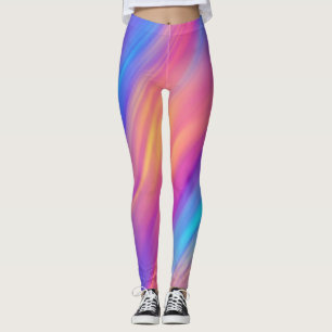 Legging Trendy Neon Bright Blue Cor-de-rosa Abstrato