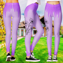 Trendy Purple Lilac Floral Stripe Workout Mulheres