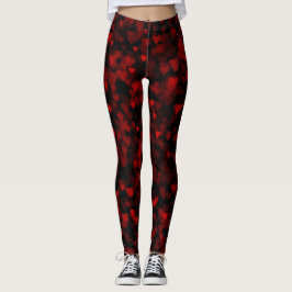 Legging Trendy Red Bokeh Hearts