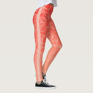 Legging Trendy, rosas roxas em rosa avermelhado