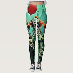 Legging Três Palhaços Assustadores Design do Medo do Crâni