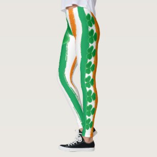 Legging Trevos alaranjados verdes irlandeses do Dia de Sã