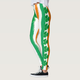 Legging Trevos alaranjados verdes irlandeses do Dia de São