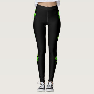 Legging Trevos em caneleiras pretas