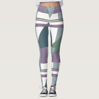 Legging Triângulo Geométrico Padrão Azul Violeta Verde