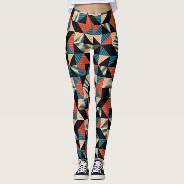 Legging Triângulo Quente: Estilo Geométrico Memphis. (Frente)
