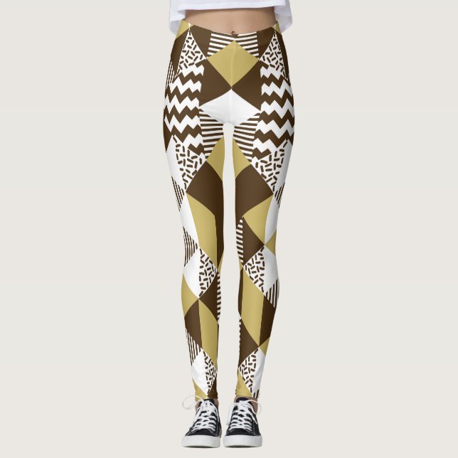 Legging Triângulo sem costura: moda geométrica do ouro. (Frente)