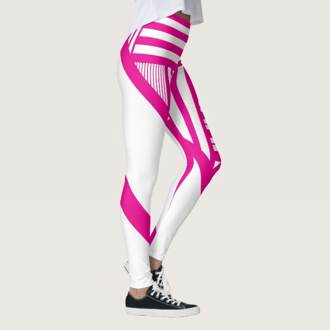 Legging Triângulo Stripes em magenta e branco (Direita)