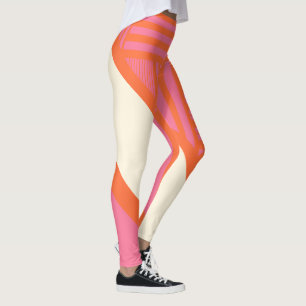Legging Triângulo Stripes em rosa, laranja e creme