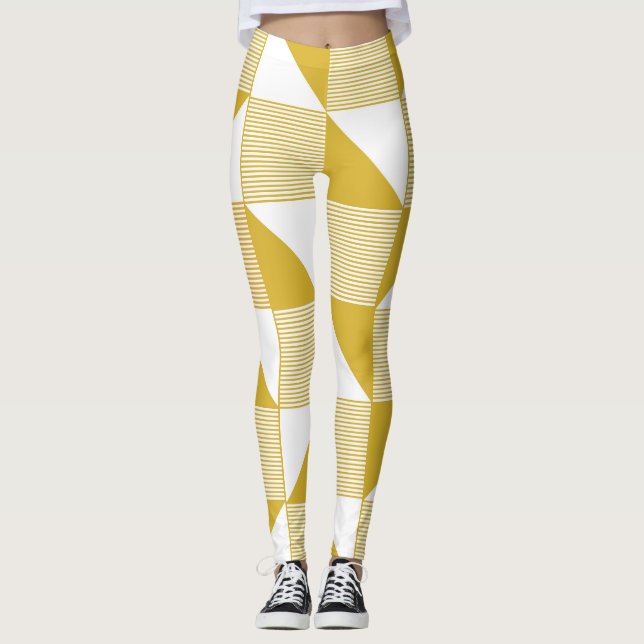 Legging Triângulos Amarelos: Padrão Linear Invisível. (Frente)