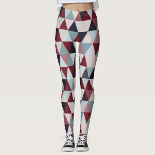 Legging Triângulos B do Vermelho e do bege Azul Escuro