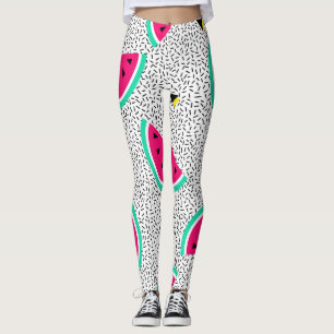 Legging Triângulos da melancia: textura de Verão retrógrad