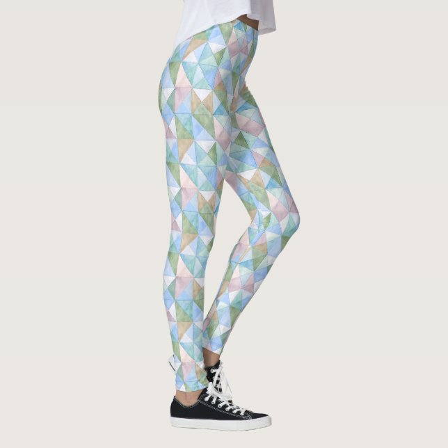 Legging Triângulos de Patchwork Matelassado em Azul Céu e  (Direita)