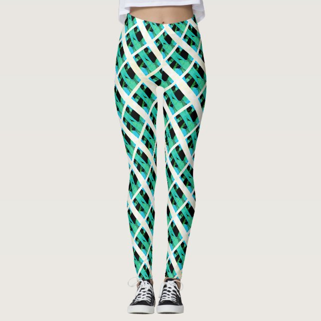 Legging Triângulos de repetição e entrelaçamento de imagem (Frente)