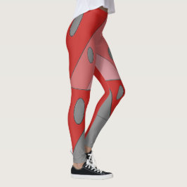 Legging Triângulos Geométricos de Padrões Ovais Vermelho N