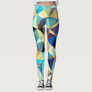 Legging Triângulos Geométricos: Padrão Colorido de Abstrat