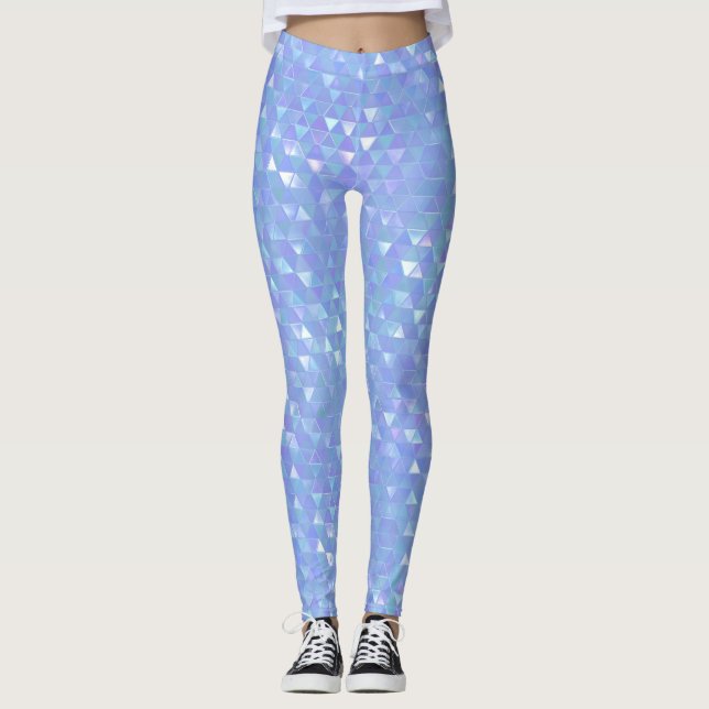 Legging Triângulos Geométricos Tendência Violeta Azul (Frente)