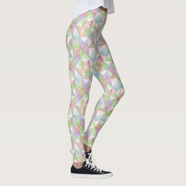 Legging Triângulos Matelassados em Pastéis de Verde Primav (Direita)