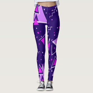 Legging Triângulos Sassy Pernas roxas vibrantes dos anos 8
