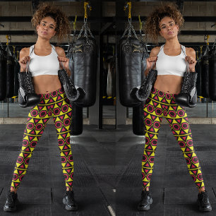 Legging triângulos vermelhos amarelos do Havaí