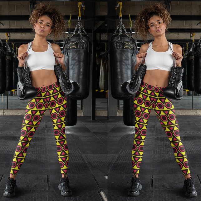 Legging triângulos vermelhos amarelos do Havaí (Criador carregado)