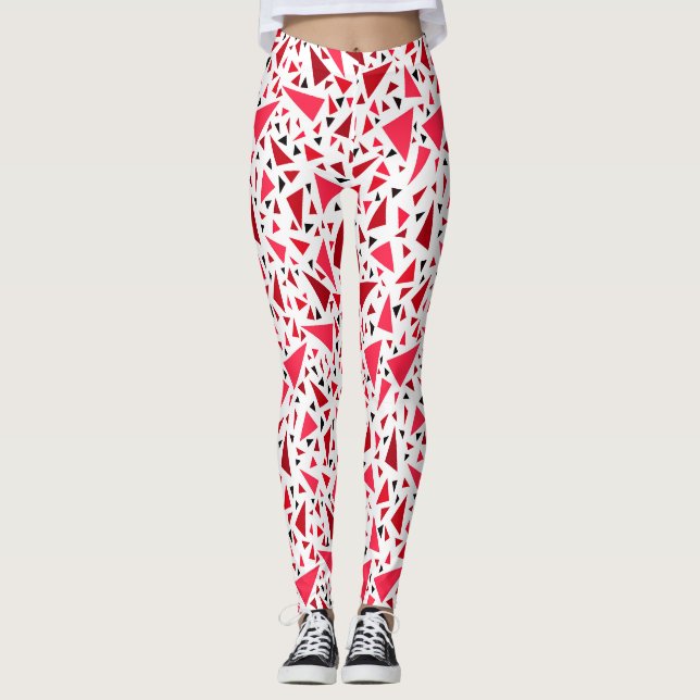 Legging triângulos vermelhos de crimson sobre fundo retror (Frente)
