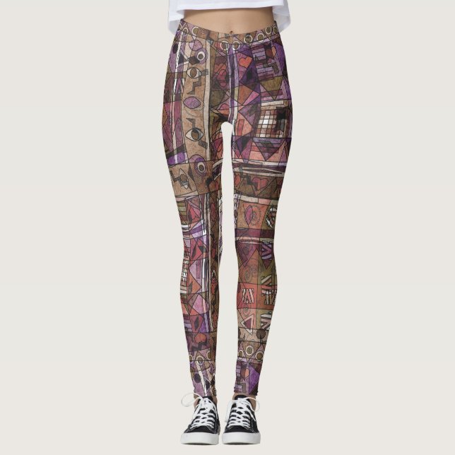 Legging Tribal abstrato africano fascinante (Frente)