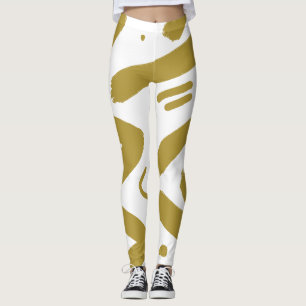 Legging Tribal Branco e Dourado 
