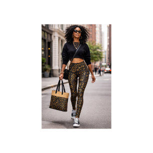 Legging Tribal Dourada Afro-Luxo