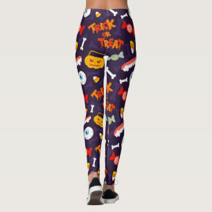 Legging Trick ou Tratar Monstros de Abóbora de Halloween