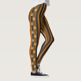 Legging Trilha Lateral Divertida Marrom e Dourado Falso de
