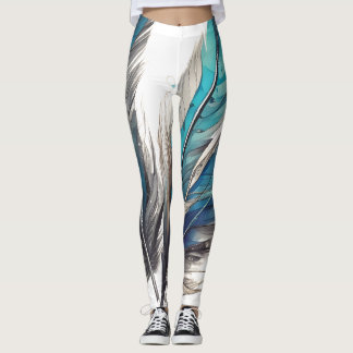 Legging Trio de pena azul brilhante