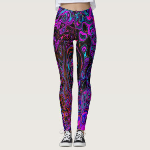 Legging Trippy Black and Magenta Retro Liquid Swirl