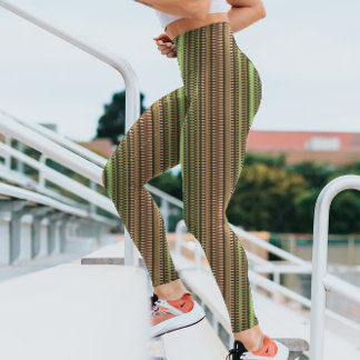 Legging Trippy castanho e verde Stripes Legal Psicodélicas