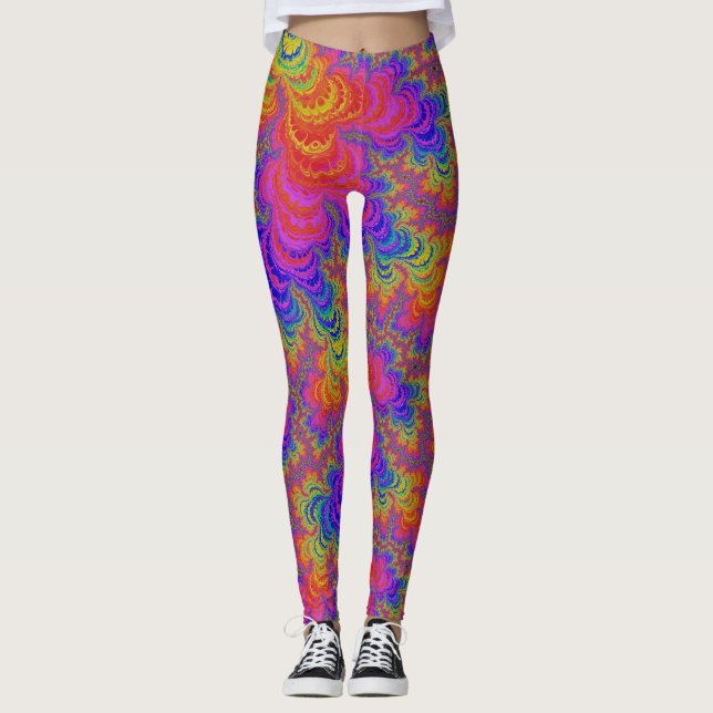 Legging Trippy Funky Bold Vibrant Abstrato Fractal (Frente)