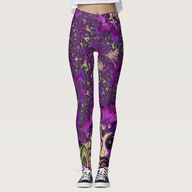 Legging Trippy Groovy Funky Arte Fractal (Frente)