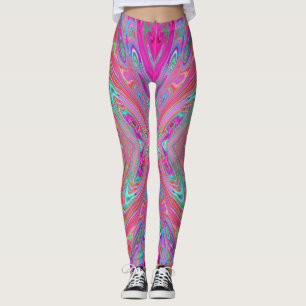 Legging Trippy Pink, Aqua e Magenta Abstrato Butterfly
