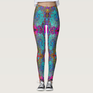 Legging Trippy Sky Blue Abstrato Retro Liquid Swirl