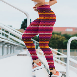Legging Trippy Stripes Psicodélicas Roxas Negrito