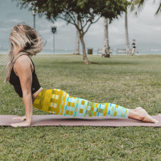Legging Trippy Stripes Yellow e Blue Psychedelic