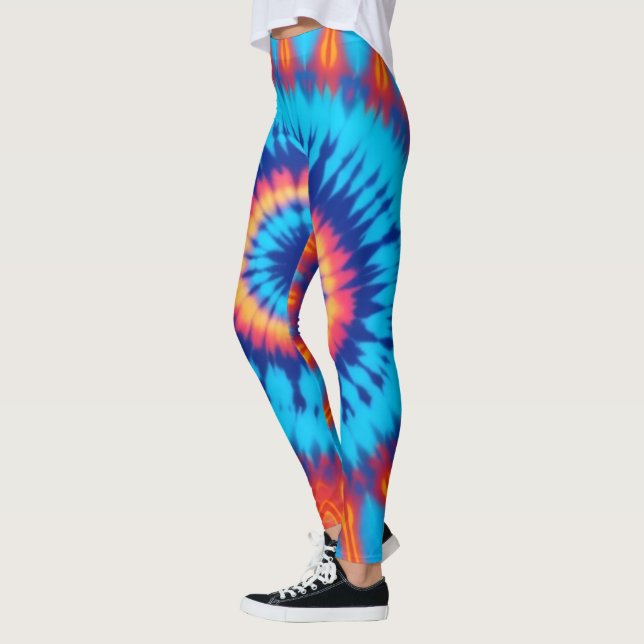 Legging Trippy Tie Retro Blue & Orange (Esquerda)