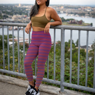 Legging Triquete de faixas de gradiente vermelho horizonta