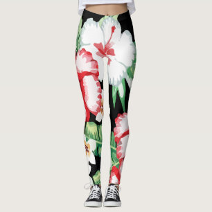 Legging Tropic Summer Floral Hibiscus Plumeria