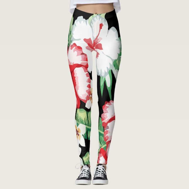 Legging Tropic Summer Floral Hibiscus Plumeria (Frente)