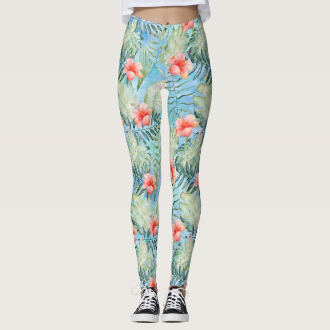 Legging Tropical Aloha Hibiscus Floral (Frente)