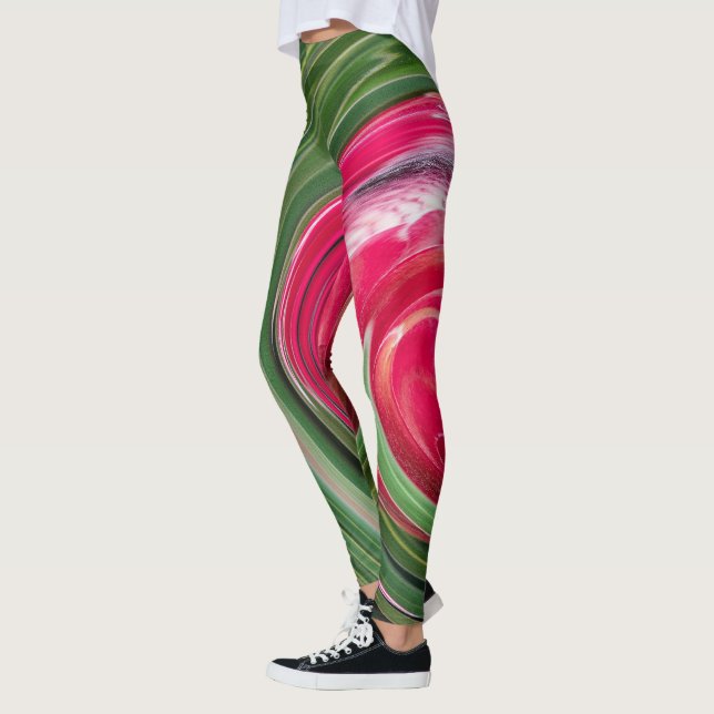 Legging Tropical Australiana Protea Verde Vermelho Vermelh (Esquerda)