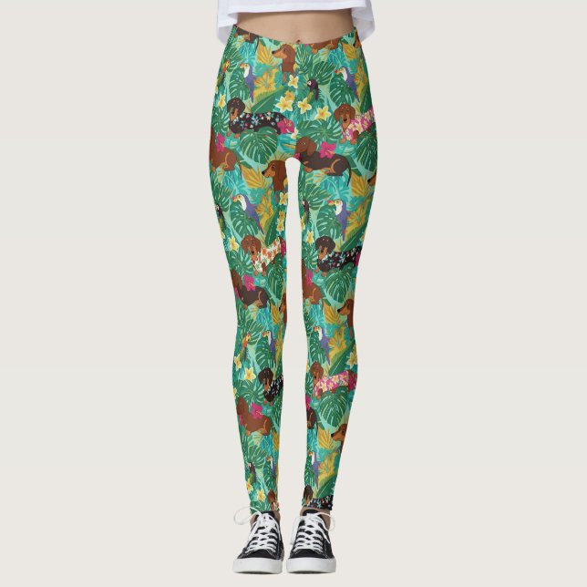 Legging Tropical Dachshund Beach Vibes (Frente)