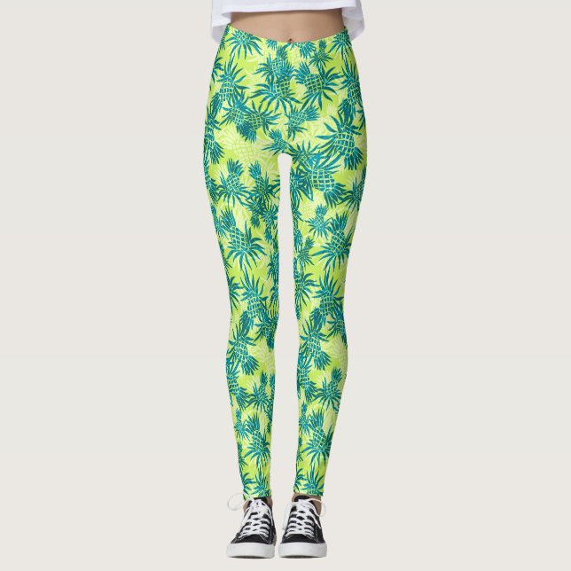 Legging Tropical de Pineapple Camo Hawaiian (Frente)