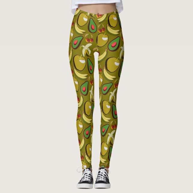 Legging Tropical fruit seamless pattern yellow (Frente)