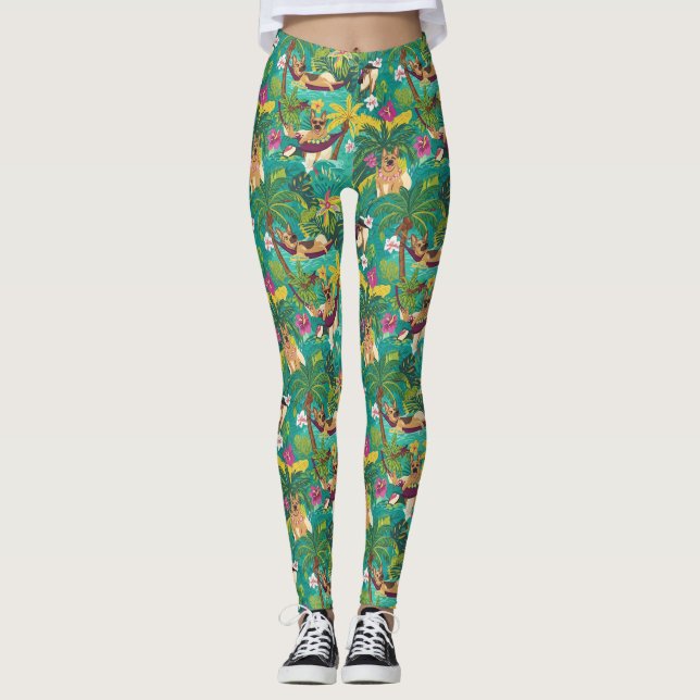 Legging Tropical German Shepherd Beach Vibes (Frente)
